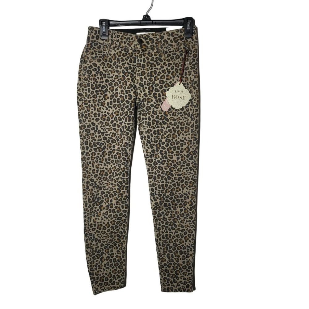 NWT Knox Rose Women's Mid-Rise Ankle Skinny Leopard Animal Print Jeans Size 6